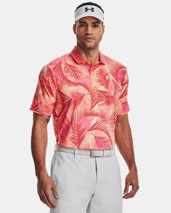 Men's UA Iso-Chill Graphic Palm Polo, Pink, pdpMainDesktop image number 0